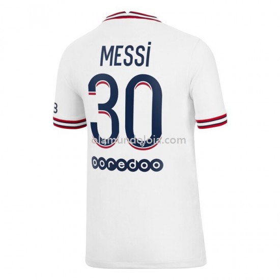 Camisola Paris Saint-Germain Lionel Messi 30 Equipamento Quarto 2021-2022 Manga Corta